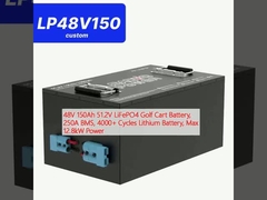 48V 150Ah 51.2V LiFePO4 Golf Cart Baterai, 250A BMS, 4000+ Siklus Lithium Baterai, Max 12.8kW Daya