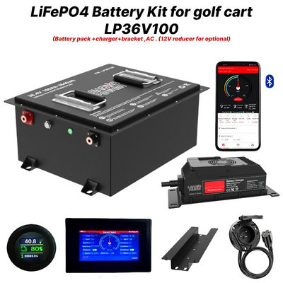 Beli 36V 100Ah 200Amp 36.8V Bluetooth LiFePO4 Lithium Golf Cart Baterai Konversi Kit pembuatan online