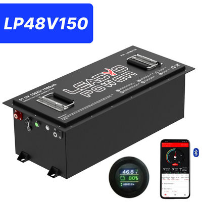 Harga yang pantas 48V 150Ah 250Amp 51.2V Bluetooth LiFePO4 Lithium Golf Cart Baterai dengan LCD Bulat, 5 tahun Garansi on line