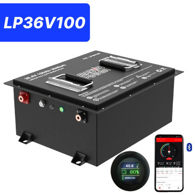 Harga yang pantas 36V 100Ah 200Amp 36.8V Bluetooth LiFePO4 Lithium Golf Cart Baterai dengan LCD Bulat, 5 tahun Garansi on line