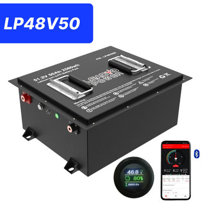 Harga yang pantas 48V 50Ah 51.2V2 150Amp LiFePO4 Golf Cart Baterai dengan layar LCD dan Bluetooth on line