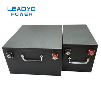 12V Lithium Ion Deep Cycle Baterai RV Casing Logam Hitam Dengan BMS Cerdas